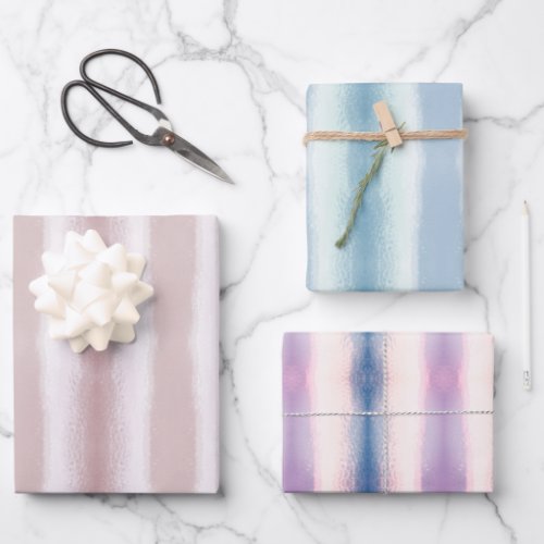 Pastel Fade Pink Blue Purple Watercolor Lines Wrapping Paper Sheets