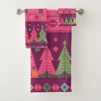 Pastel Fair isle Christmas 1 Bath Towel Set