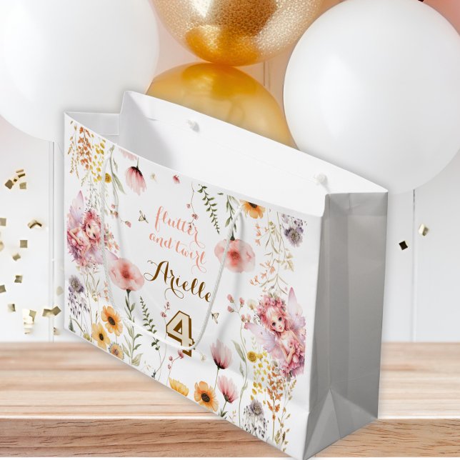 Pastel Fairy floral garden tea party birthday Large Gift Bag (Creator Uploaded)