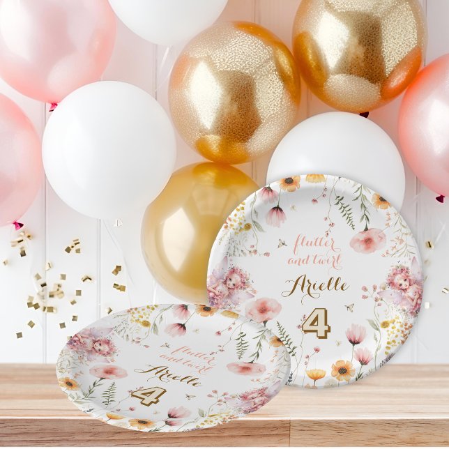 Pastel Fairy floral garden tea party birthday Paper Plates (Creator Uploaded)