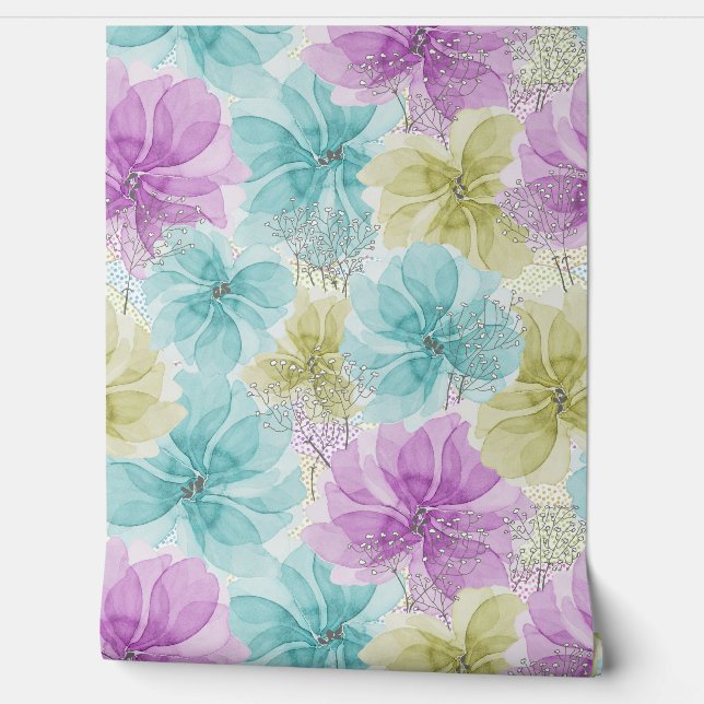 Pastel Fairy Flowers And White Baby's Breath  Wallpaper (Unrolling)