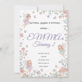 Pastel Fairy Garden Birthday Invitation | Editable