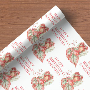 Pastel Fairy Girl Blush Floral Birthday Wrapping Paper