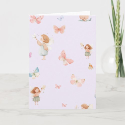 Pastel Fairy Pattern Cute Butterfly Nursery Design Card