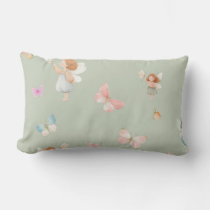 Pastel Fairy Pattern Cute Butterfly Nursery Design Lumbar Pillow