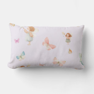 Pastel Fairy Pattern Cute Butterfly Nursery Design Lumbar Pillow