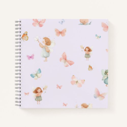 Pastel Fairy Pattern Cute Butterfly Nursery Design Notebook