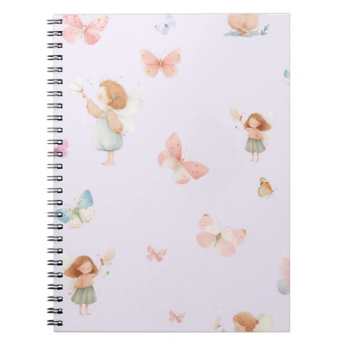 Pastel Fairy Pattern Cute Butterfly Nursery Design Notebook