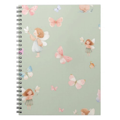 Pastel Fairy Pattern Cute Butterfly Nursery Design Notebook