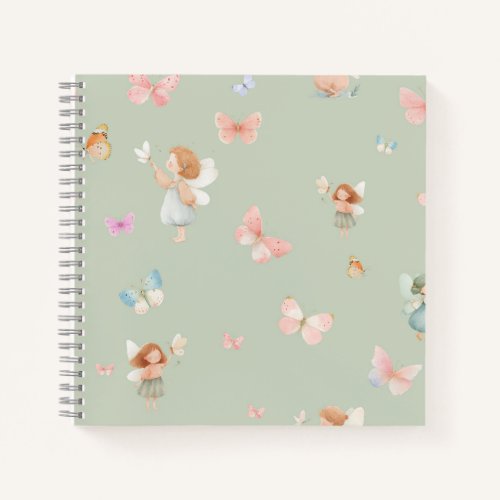 Pastel Fairy Pattern Cute Butterfly Nursery Design Notebook