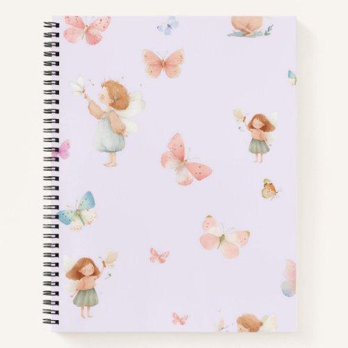 Pastel Fairy Pattern Cute Butterfly Nursery Design Notebook