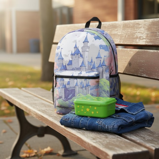 Pastel Fairy Tale Enchanted Fantasy Castle Printed Backpack (Creator Uploaded)