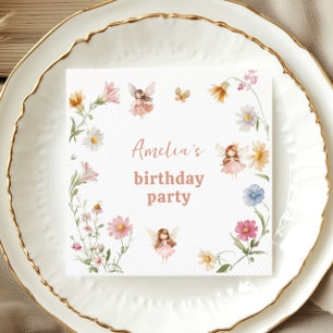Pastel Fairy Wildflower Girls Birthday Garden Napkins