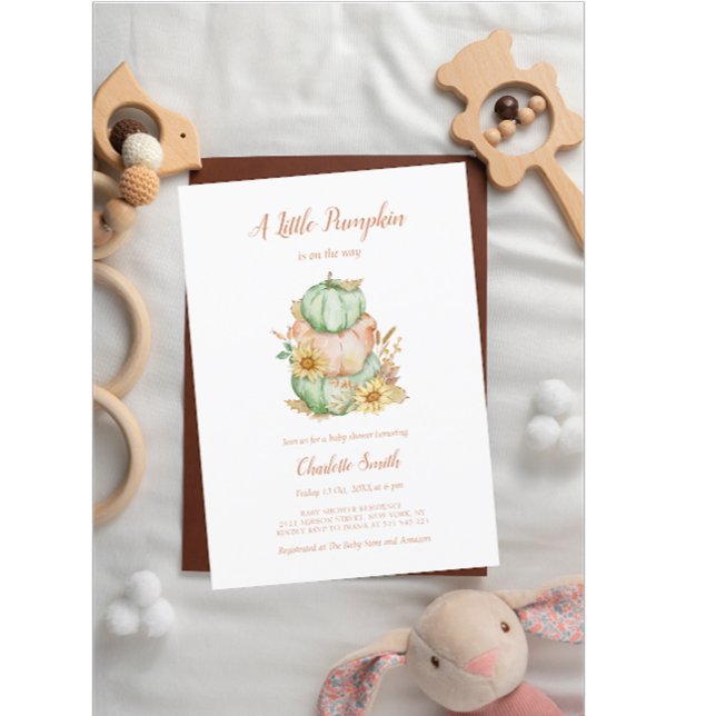 Pastel Fall Baby Shower Watercolor Pumpkin Invitation (Creator Uploaded)