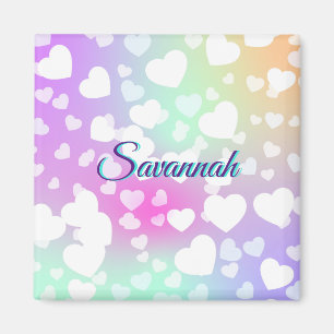 Pastel Falling Hearts Personalized Magnet