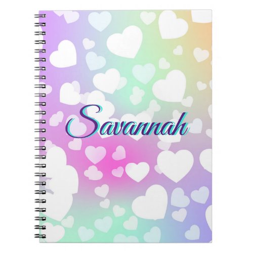 Pastel Falling Hearts Personalized    Notebook