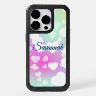 Pastel Falling Hearts Personalized     OtterBox iPhone 14 Pro Case