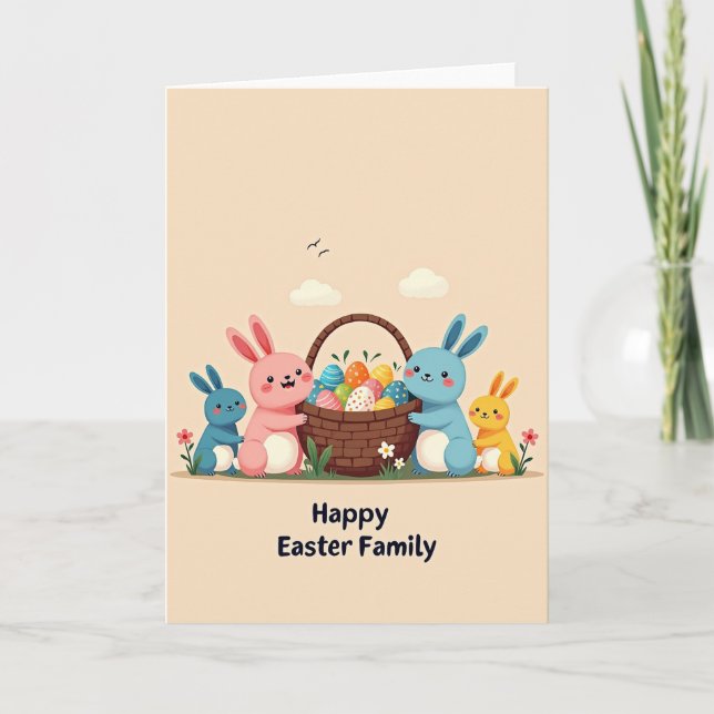 Pastel Family Pattern Easter Card (Front)