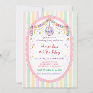 Pastel Fancy Chain Disco Ball Birthday Invitation