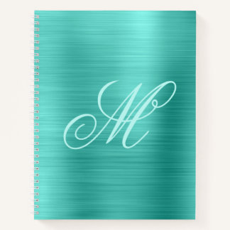 Pastel Fancy Monogram Turquoise Foil Notebook
