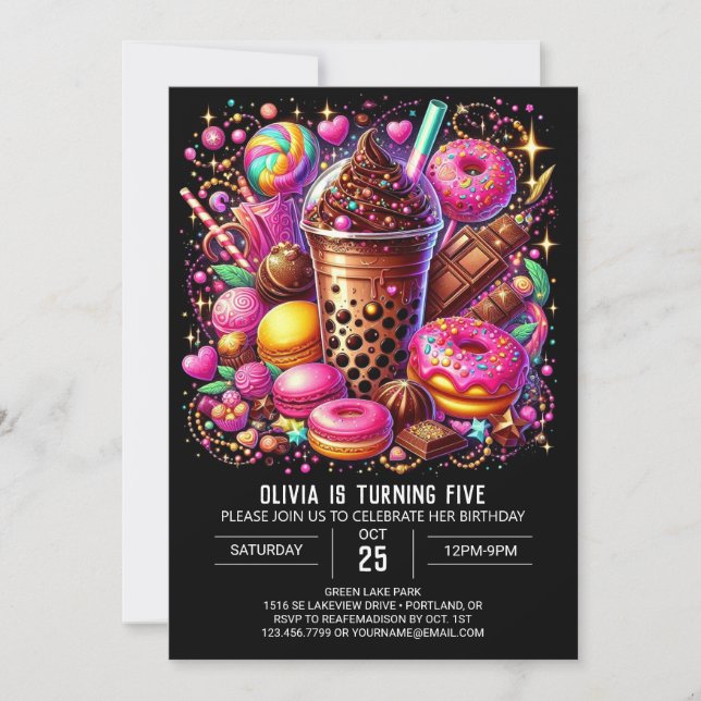 Pastel Fantasy Candyland Digital Birthday Invitation (Front)