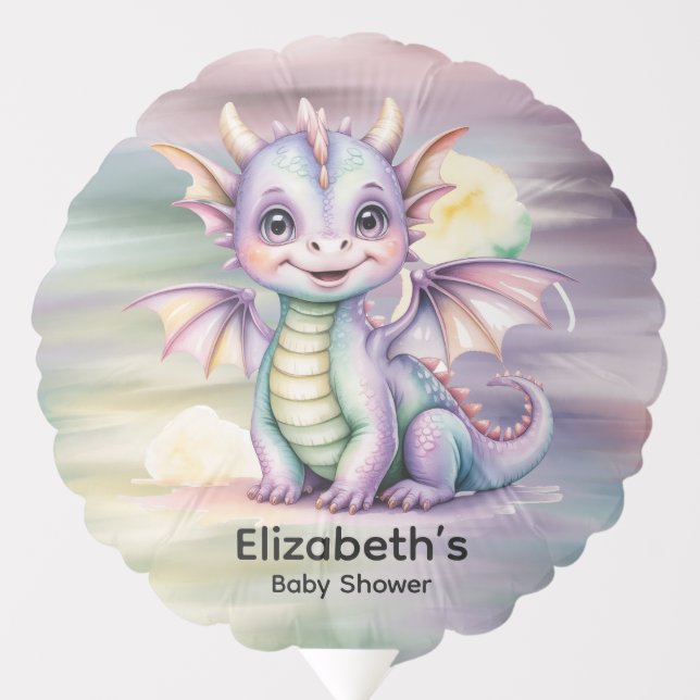 Pastel Fantasy Dragon Baby Shower Balloon (Front)