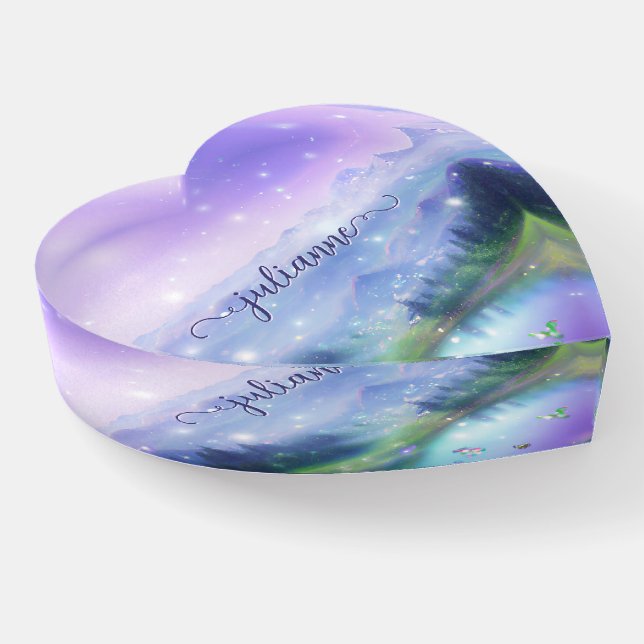 Pastel Fantasy Landscape Girly Name Glittery Paperweight (Angled)