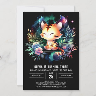 Pastel Fantasy Tiger Birthday Invitation