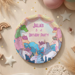 Pastel fantasy Unicorn Kids Birthday  Paper Plates