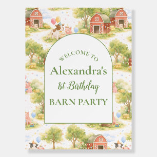 Pastel Farm Animals Barnyard 1st Birthday Foam Board