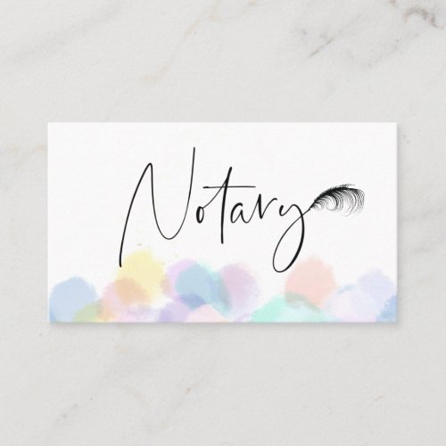  Pastel Feather NOTARY PHOTO Pen Signing Agent  Business Card