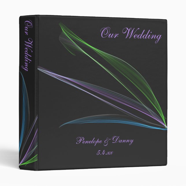 Pastel Feathers Abstract Personalized Wedding Binder (Front/Spine)