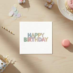 Pastel Felt Letters Happy Birthday Napkins