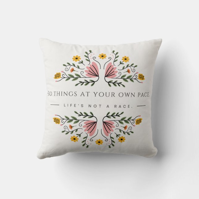 Pastel Feminine Flower Throw Pillow (Back)