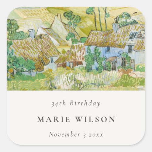 Pastel Fields Mountain Landscape Any Age Birthday Square Sticker