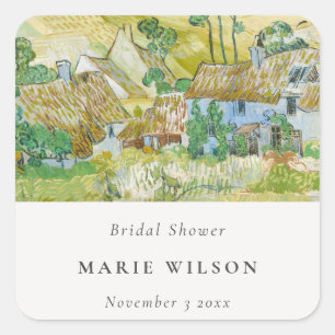 Pastel Fields Mountain Landscape Bridal Shower Square Sticker