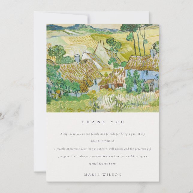 Pastel Fields Mountain Landscape Bridal Shower Thank You Card (Front)