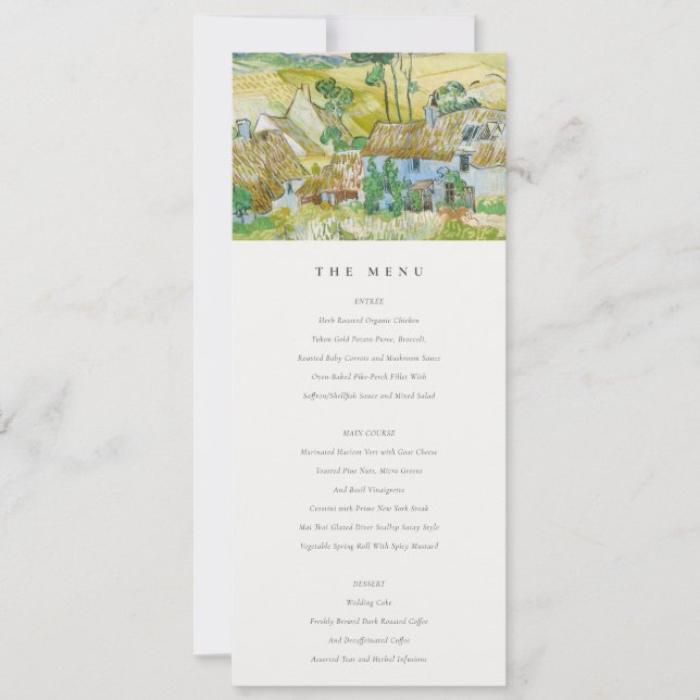 Pastel Fields Mountain Landscape Wedding Menu Card (Front)