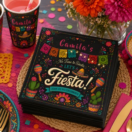 Pastel Fiesta Birthday Napkins for Girls Mexican