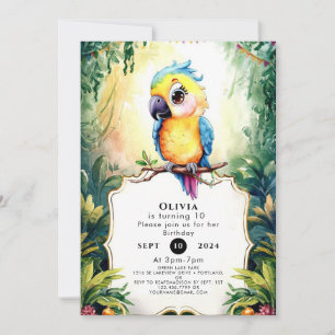 Pastel Fiesta Parrot Birthday Invitation