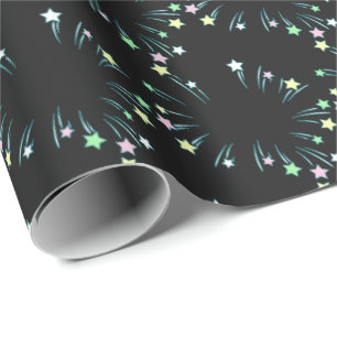 Pastel Fireworks Stars Wrapping Paper