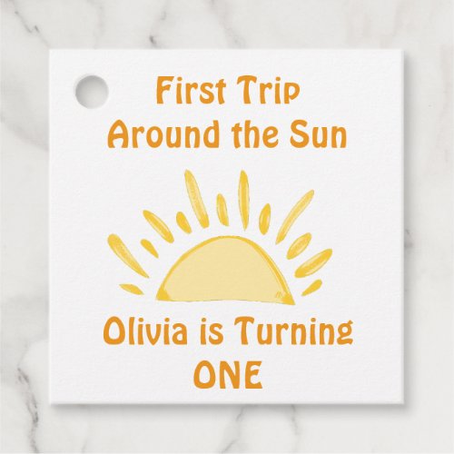 pastel First Trip Around the Sun Birthday Party Favor Tags