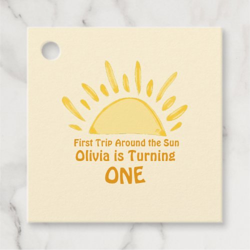 pastel First Trip Around the Sun Birthday Party Favor Tags