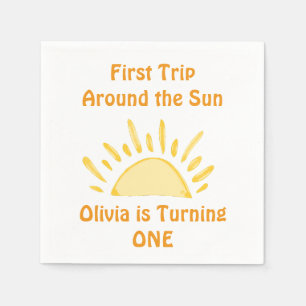 pastel First Trip Around the Sun Birthday Party Napkins