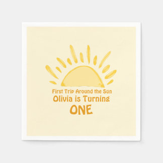 pastel First Trip Around the Sun Birthday Party Napkins