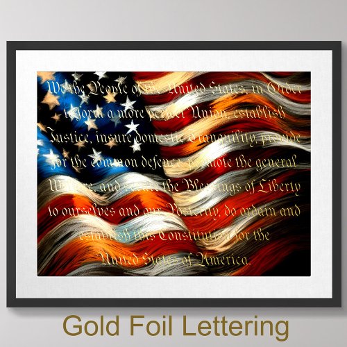 Pastel Flag Drawing Preamble Gold Foil Prints