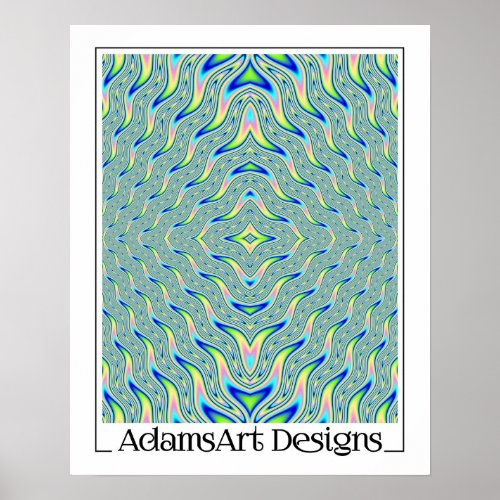 Pastel flames abstract green blue FunArt 16x20 Poster