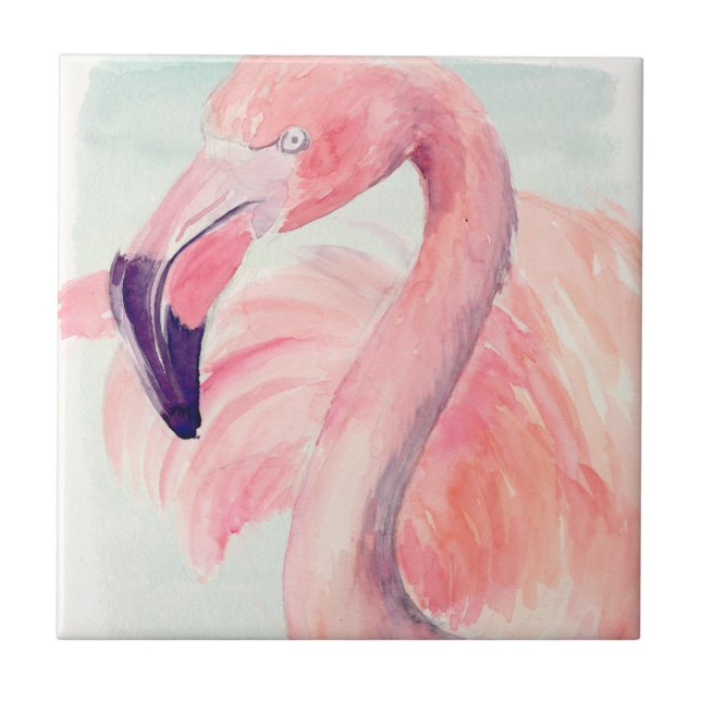 Pastel Flamingo Ceramic Tile (Front)