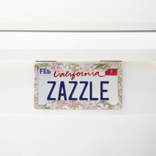 Pastel Flamingo Jungle Love #2 #tropical #wall  License Plate Frame