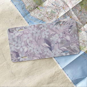 Pastel Flamingo Jungle Love 4 #art #tropical License Plate